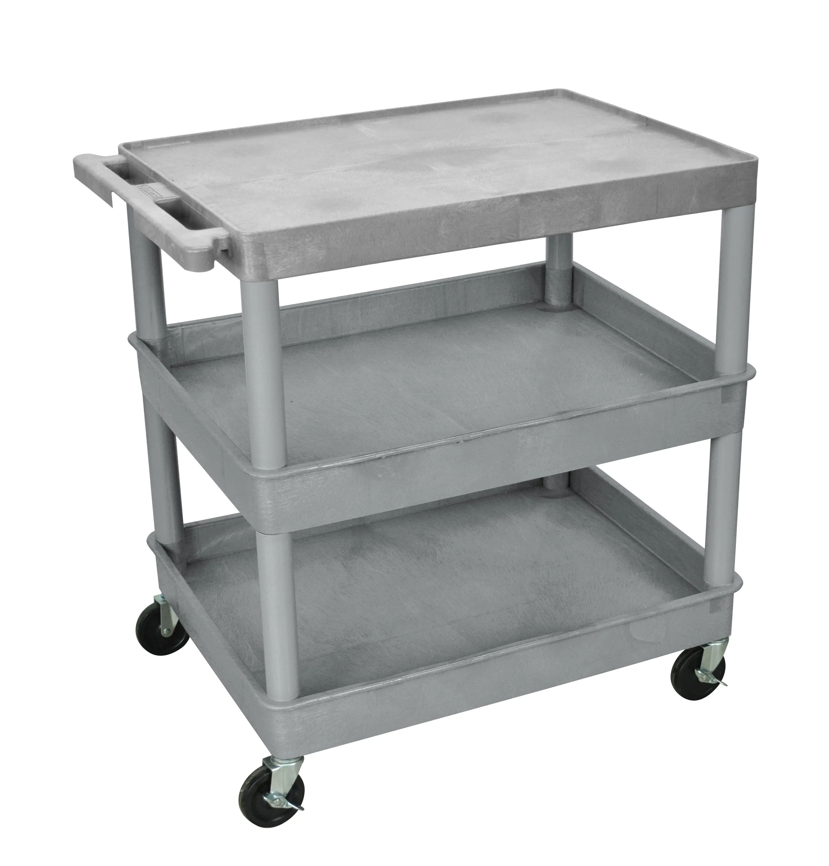 Luxor - TC211G - Plastic 3 Shelf Utility Tub Cart - Gray