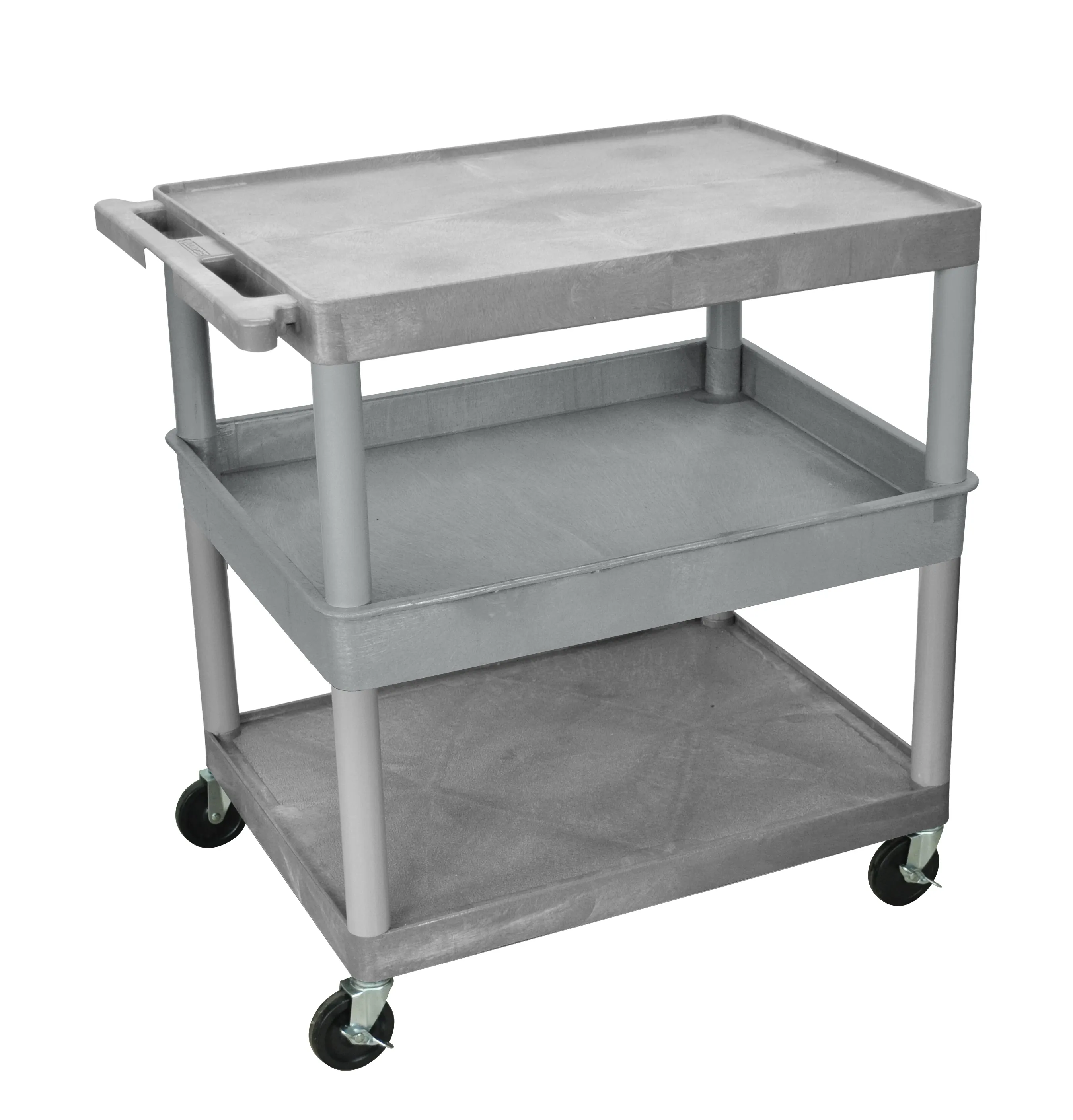 Luxor TC212G - Plastic 3 Shelf Utility Tub Cart - Gray