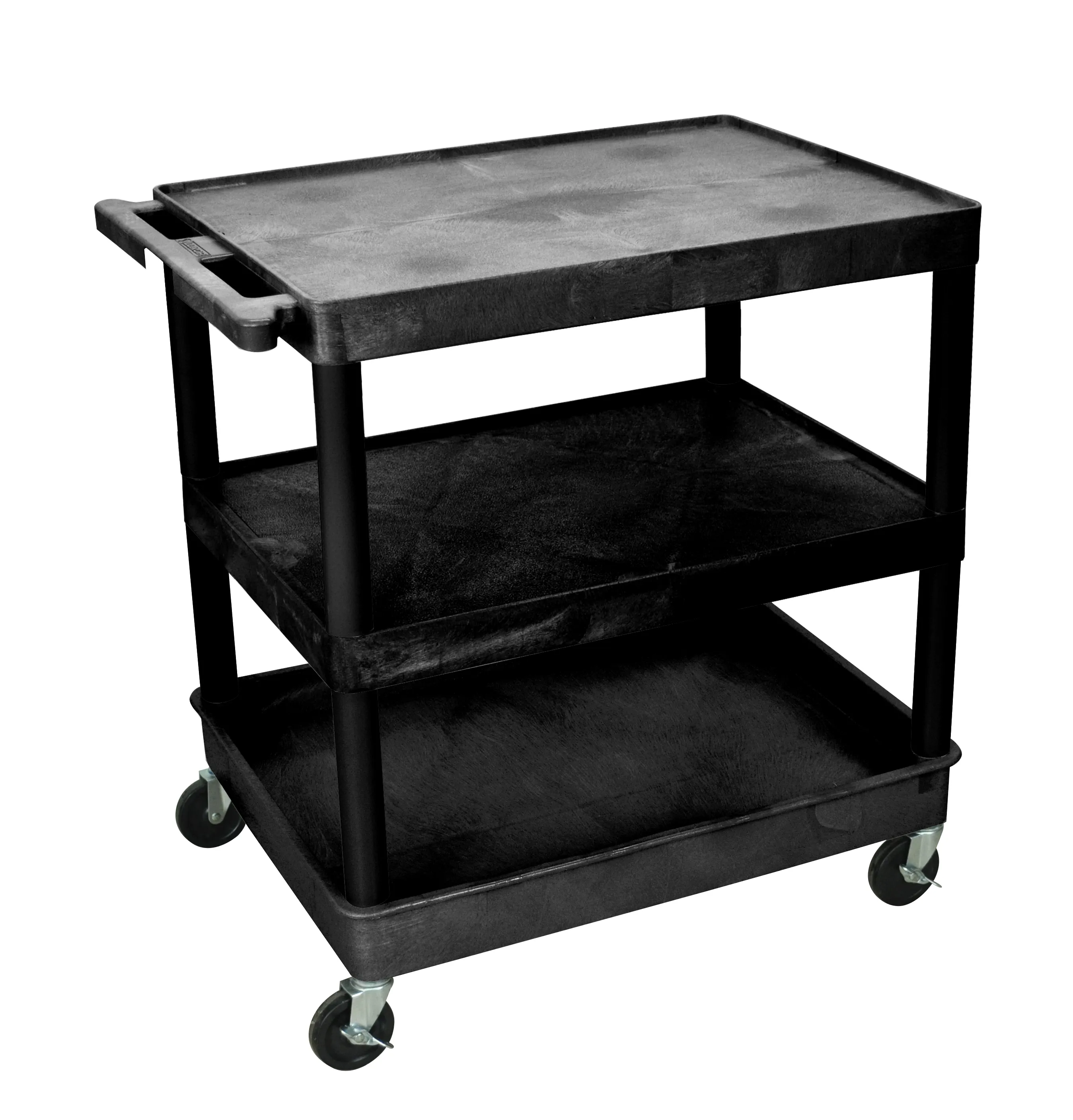 Luxor - TC221B - Plastic 3 Shelf Utility Tub Cart - Black