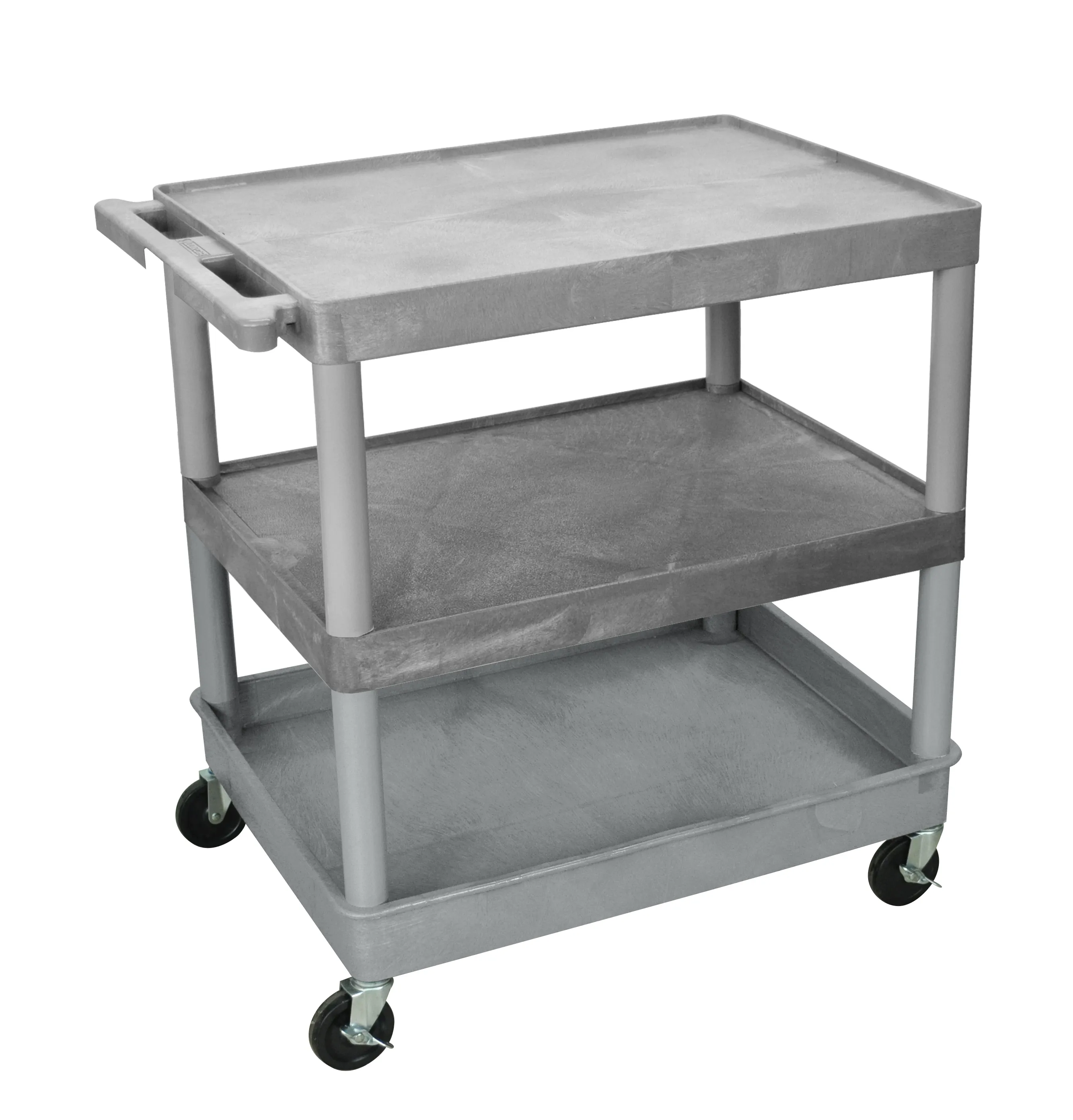 Luxor TC221G - Plastic 3 Shelf Utility Tub Cart - Gray