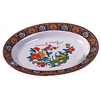 Thunder Group 2114TP - Deep Oval Platter - Peacock Collection 14" (12 per Case) 