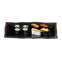 Thunder Group 2412TM - Wave Sashimi Tempura Plate - Tenmoku Collection 11" x 7" (12 per Case) 