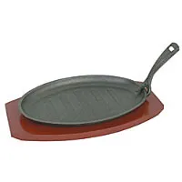 Thunder Group IRBB001 - Sizzler Platter with Wood Underliner and Gripper 