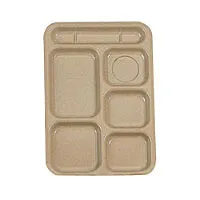 Thunder Group ML801S - Milestone Sand Left Hand Six Compartment Tray 14-1/2" x 10" 