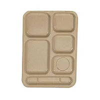 Thunder Group Milestone Sand Right Hand Six Compartment Tray 14-1/2" x 10" [ML802S]