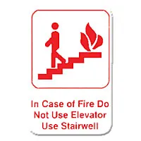 Thunder Group PLIS6904RD - In Case Of A Fire Do Not Use Elevator Use Stairwell Sign 9" x 6" (12 per Case) 