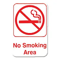 Thunder Group No Smoking Area Sign 9" x 6" (12 per Case) [PLIS6905RD] 