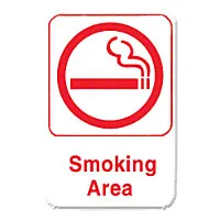 Thunder Group Smoking Area Sign 9" x 6" (12 per Case) [PLIS6906RD] 