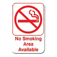 Thunder Group PLIS6910RD - No Smoking Area Available Sign 9" x 6" (12 per Case) 