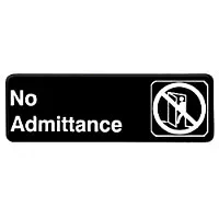 Thunder Group PLIS9305BK - No Admittance Sign 9" x 3" (12 per Case) 