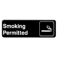 Thunder Group Smoking Permitted Sign 9" x 3" (12 per Case) [PLIS9312BK] 