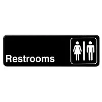 Thunder Group PLIS9315BK - Restrooms Sign 9" x 3" (12 per Case) 