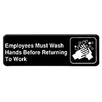 Thunder Group PLIS9325BK - Employees Must Wash Hands Before Returning To Work Sign 9" x 3" (12 per Case) 