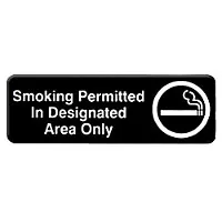 Thunder Group Smoking Permitted In Desiginated Area Only Sign 9" x 3" (12 per Case) [PLIS9327BK] 