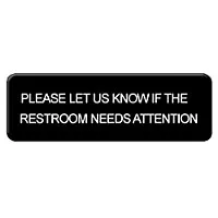 Thunder Group Please Let Us Know If The Restroom Needs Attention Sign 9" x 3" (12 per Case) [PLIS9334BK] 