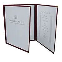 Thunder Group Maroon Three Page Menu Cover 8-1/2" x 11" (10 per Case) [PLMENU-3MA]