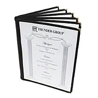 Thunder Group PLMENU-6TGI - Black Six Page Menu Cover 7-1/2" x 13-1/4" (10 per Case) 