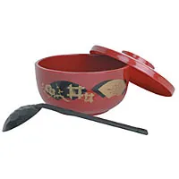 Thunder Group PLNB001 - Red Soba Donburi Bowl w/ Ladle 