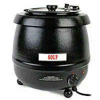 Thunder Group SEJ30000C - Black Round Stainless Steel Soup Warmer 10-1/2 Qt. 