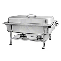 Thunder Group SLRCF002 - Full Size Stainless Steel Rectangular Chafer With Plastic Footing 