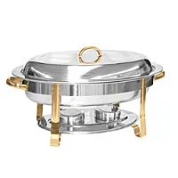 Thunder Group SLRCF0836GH - Gold Accented Round Chafer 6 Qt. 