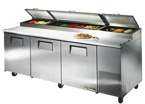 True TPP-93 - 93.5" Pizza Prep Table Three Doors, 1/3 Size Pans