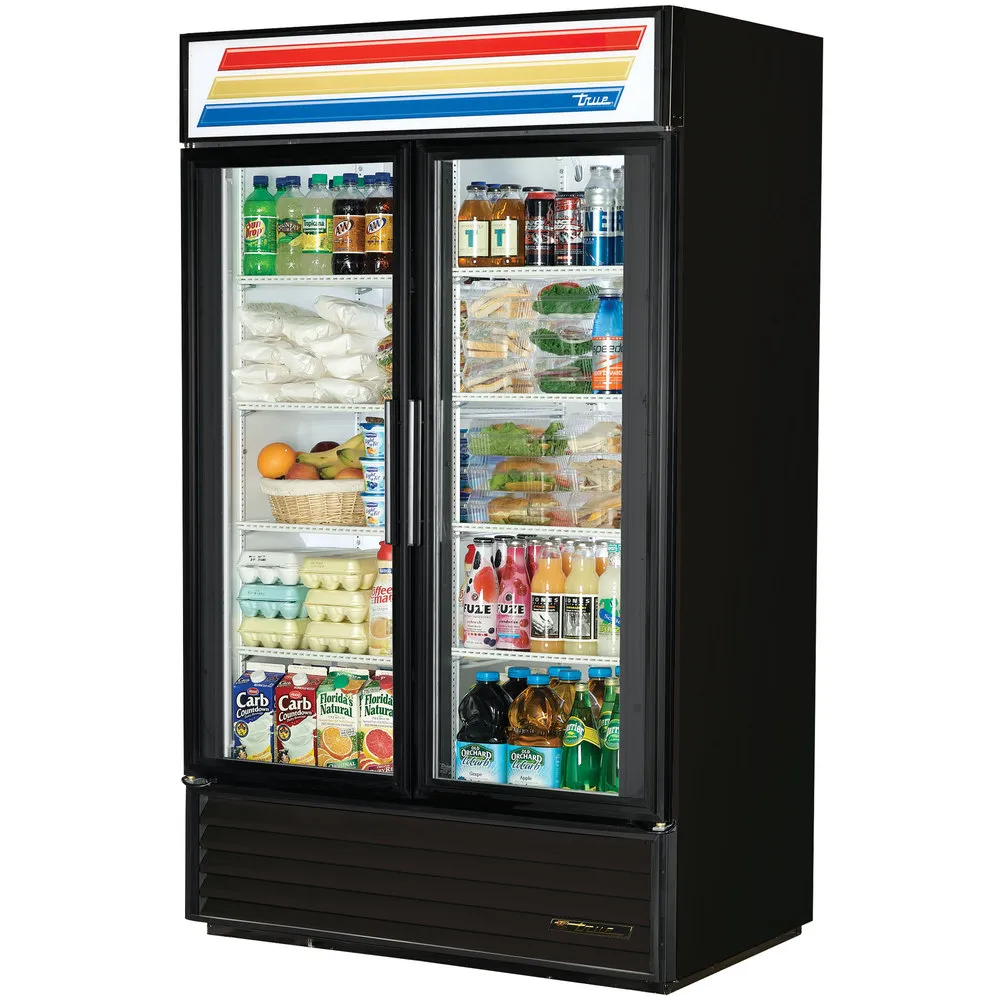 True GDM-43-LD - 47" Black Two Door Refrigerated Merchandiser - LED Lighting