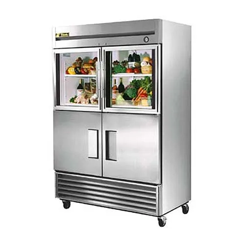 True T-49-2-G-2 - 55" Combination Half Door Reach In Refrigerator