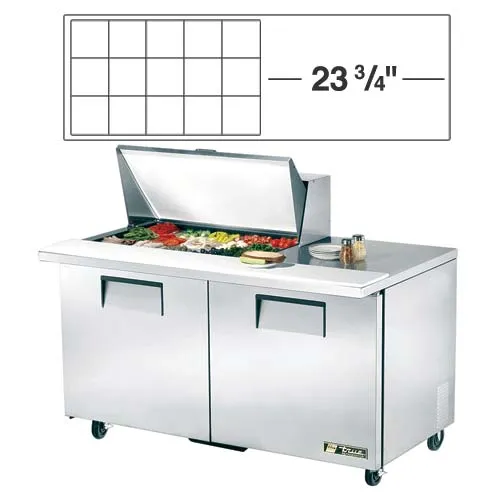 True TSSU-60-15M-B - 60" Sandwich Salad Prep Table Holds 15, 1/6 Pans