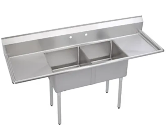 Universal LJ1414-2RL - 56" Two Compartment Sink W/ Two Drainboards