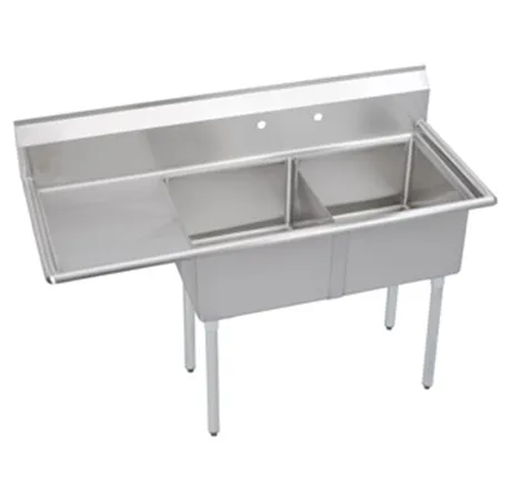 Universal LJ1416-2L - 45" Two Compartment Sink W/ Left Drainboard