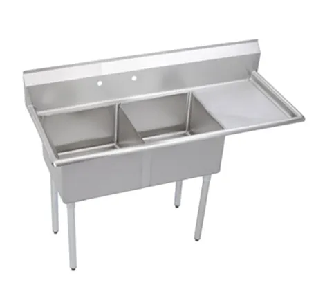 Universal LJ2424-2R-D - 77" Two Compartment Sink W/ Right Drainboard