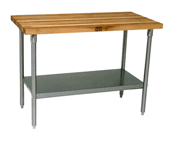 John Boos HNS04 - 72" X 24" Butcher Block Work Table W/ Galvanized Undershelf