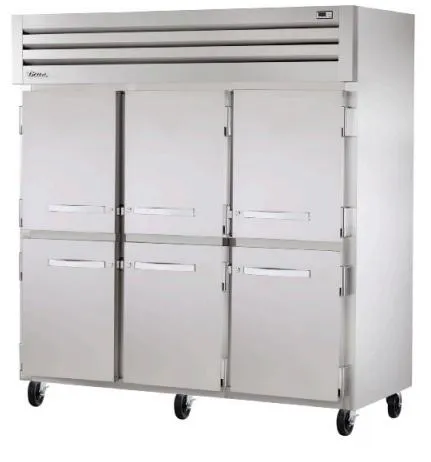 True STR3R-6HS 78" Spec Series Stainless Steel Half Door Reach In Refrigerator