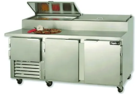 Leader ESPT72-M - Three Door 72" Pizza Prep Table - NSF Certified - Marble Top