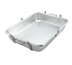 Winco Double Roast Pan W/Straps and Lugs, 18" X 24", Aluminum [ALRP-1824L]