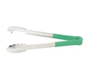 Winco Utility Tong, 12", 1Pc, S/S, Pvc Coated Handle, Color-Coded,Green [UTPH-12G]