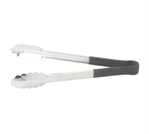 Winco Utility Tong, 12", 1Pc, S/S, Pvc Coated Handle, Color-Coded,Black [UTPH-12K]