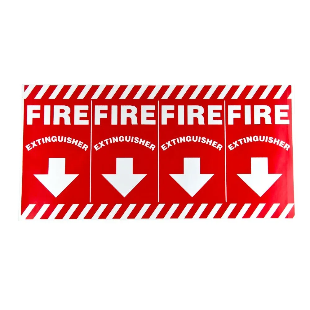 Universal 472E1108  - White on Red Wrap Around Fire Extinguisher Adhesive Label with Arrows - 24 1/2" x 12"