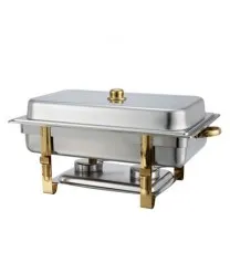 Winco 201 - Oblong 8 Quart Chafer With Gold Accents 