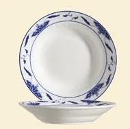 C.A.C. China 103-38 - Blue Lotus Soup Plate 8" - (3 Dozen per Case)