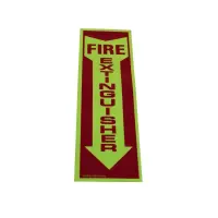 Universal  472E1102G - White on Red Glow-in-the-Dark Fire Extinguisher Adhesive Label with Arrow - 4" x 18"