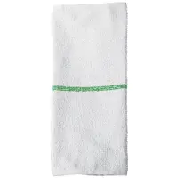 Universal 167701BRTGNS - 16" x 19" 100% Cotton Green Striped Bar Towel 32 oz. - 12 / Pack