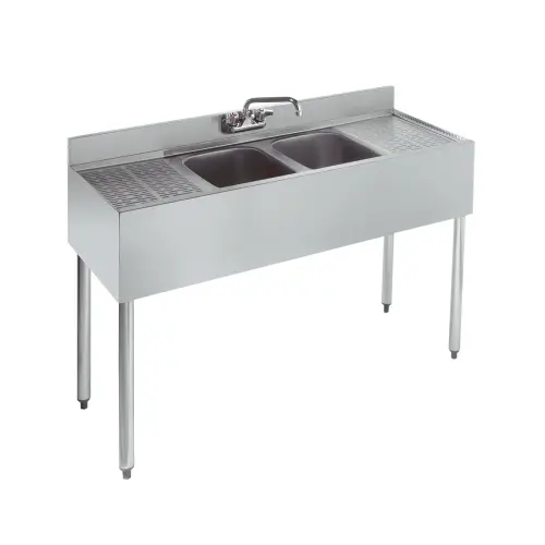 Krowne Metal - 21-42C - 2100 Series 48" Two Compartment Bar Sink - 12" Drainboards on Left/Right