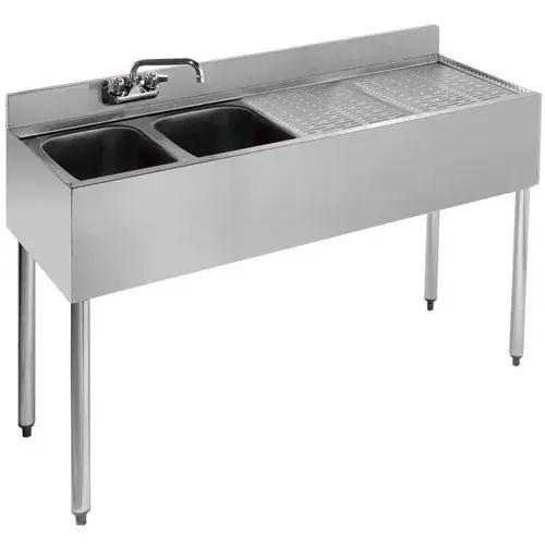 Krowne Metal - 21-42L - 2100 Series 48" Two Compartment Bar Sink - 12" Drainboard on Right