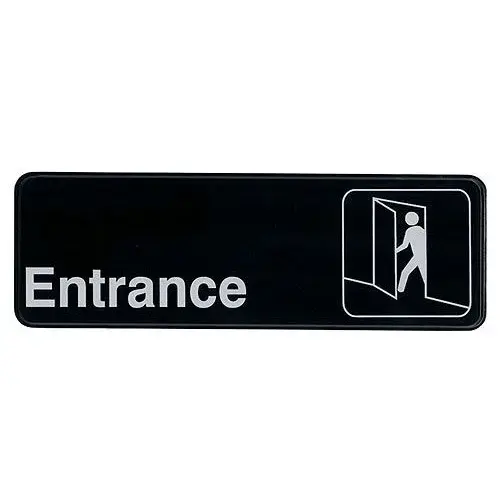 Update International S39-10BK - 9" x 0.06" x 3" - Sign - Board - Entrance - White on Black  