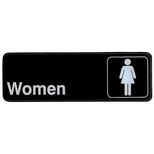 Update International S39-14BK - 9" x 0.06" x 3" - Sign - Board - Women - White on Black  