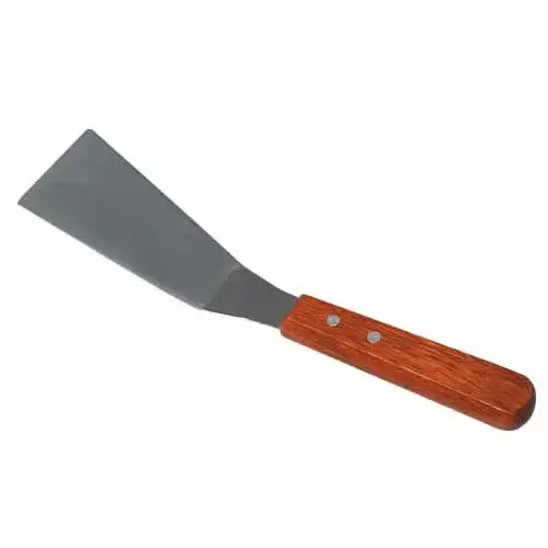 Update International WTSD-5 - 10" x 0.63" x 5.25" - Stainless Steel Solid Grill Spatula with Tapered Wood Handle  