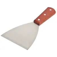 Update International WSCR-4 - 8.25" x 0.5" x 4" - Stainless Steel Scraper with Wood Handle and Slanted Blade  