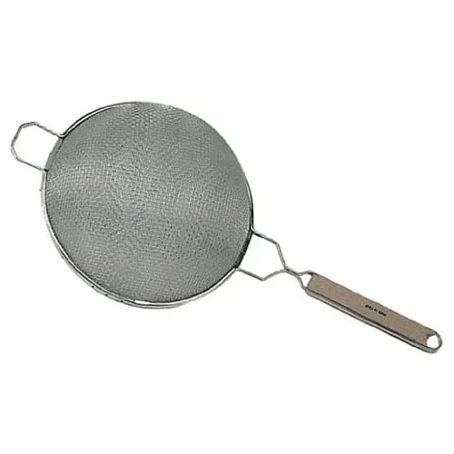 Update International SDM-10/SS - 23" x 4.5" x 10.25" - Stainless Steel Medium Double Mesh Wooden Handle Strainer  